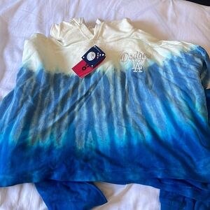 Foco MLB genuine merchandise tie dye LA dodgers crop top hoodie size XL
